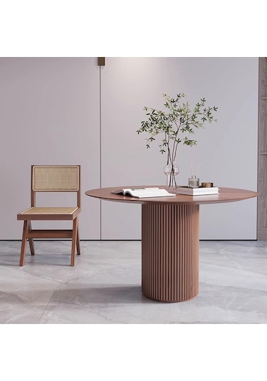 Breeze Yuvarlak Ahşap Bohem Masa 90x90 Ceviz