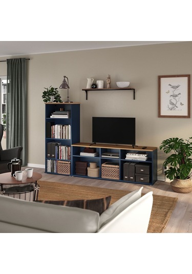 Tv Ünitesi, Mavi-siyah, 216x38x140 Cm Siyah