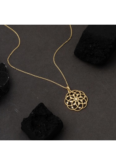 Yaşam Çiçeği Tasarımlı Altın Kolye
