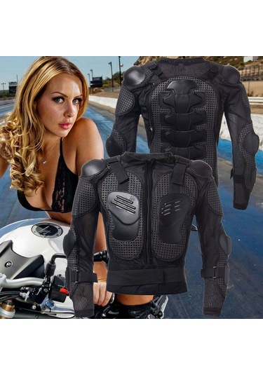 Symbee Motorsiklet Bisiklet Koruyucu Zırh Ceket, Omuz Göğüs Bel Koruma, Sıcaklığa Dayanıklı, 4xl Beden Siyah
