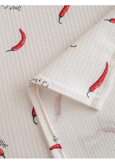 Kırmızı Biber Desenli Çift Kişilik Pike