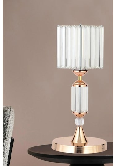 İstanbul Avize Kristal Taşlı Gold Kasalı K-12 Gold Taş Kafalı Abajur