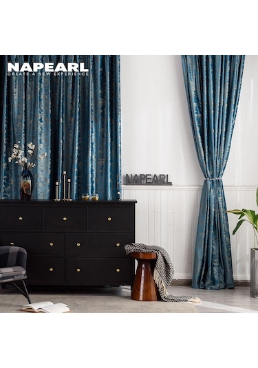 Mavi 1 Pc Napearl 80% Karartma Perdeleri Ev Dekor Lüks Lüks Gölge Oturma Odası Yatak Odası Mavi