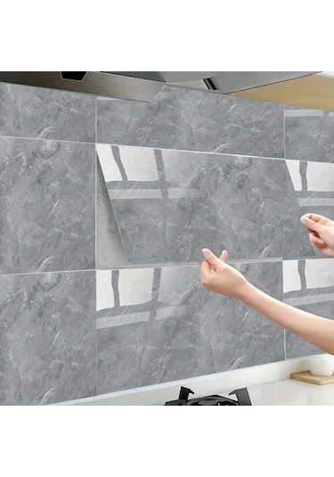 Kenpazar Gri Mermer Desenli Alüminyum Plastik Duvar Sticker