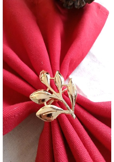 6 Adet Gold Sarmaşık Metal Peçete Halkası - Napkin Ring - Table D