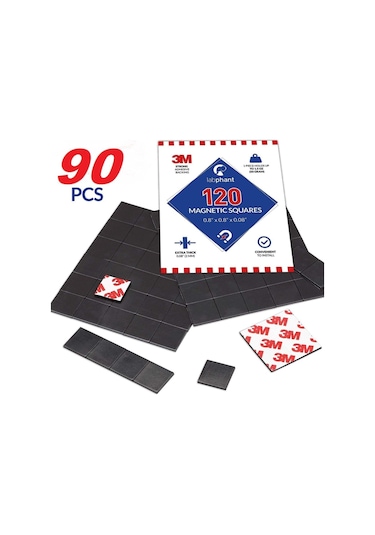 3m 90 Adet 15x15 Yapışkanlı Mıknatıs Magnet, Güçlü Çok Amaçlı Süs