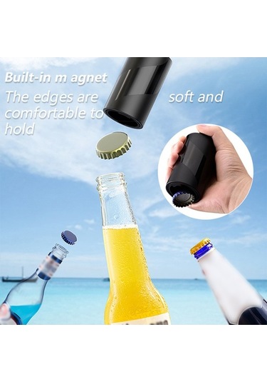 Ulzyvf Pratik Şişe Açacağı - Kolay Kullanım Siyah Bira, Şarap Ve Soda Kapakları İçin Siyah