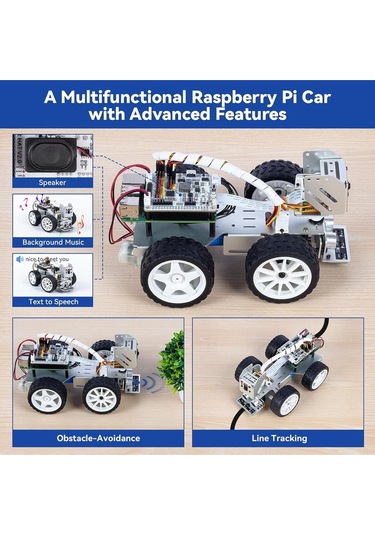 Sunfounder Picar-x Aı Video Robot Araba Kit Raspberry Pi 5/4/3b+/3b İle Chatgpt-4o, Ses Kontrolü Görüntü Tanıma Akıllı Oyuncaklar