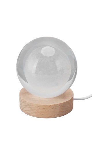 Shineyee 8cm Kristal Top + 7cm Ahşap Tabanlı Ay 3d Iç Gravürlü Led Akıllı Aydınlatıcı Masaüstü Dekoratif Hediyelik Lambader Sıcak Işık Diğer