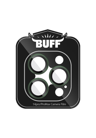 Buff Apple Uyumlu iPhone 14 Pro Max / 14 Pro Kamera Metal Lens Koruyucu Koyu Yeşil