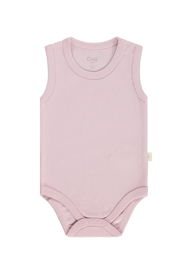 Civil Baby Organik 5 Li Sıfır Kol Çıtçıtlı Badi - Pembe