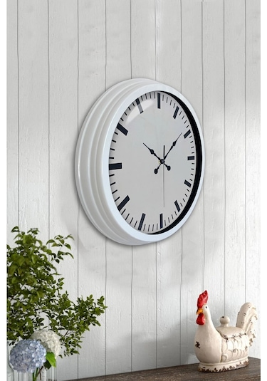 40 Cm Beyaz Metal Sade Duvar Saati Çok Renkli