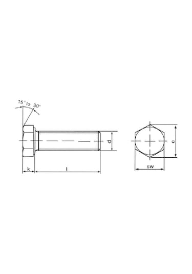 M22x40 Çelik Cıvata 8.8 Siyah Tam Paso 1 Adet
