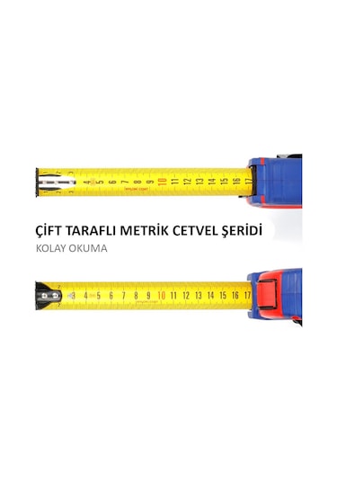 Workpro Wp261044 8mx25mm Naylon Kaplama Sarı Çift Taraflı Manyetik Çelik Şerit Metre 8 M