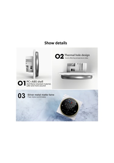 Ranyeek Siyah Akıllı Termostat, 3a Su Isıtma, Dokunmatik Panel, Manuel/programlanabilir Mod, Isı Kontrol Cihazı