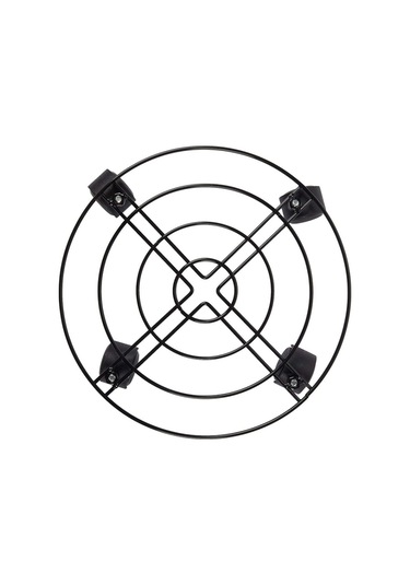 Demir Bitki Saksı Standı Evrensel Tekerlek Hareketli Yuvarlak Saksı Rafı, Çap: 30cm Siyah