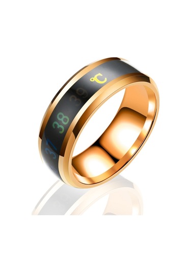 Smart Temperature Ring Stainless Steel Personalized Temperature Display Couple Ring, Size: 9 Rose Gold Çok Renkli