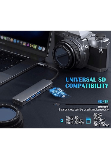 Daytona FC17 Type-c To Hdmı 2 Usb 3.0 Sd Tf 5in1 Çevirici Adaptör