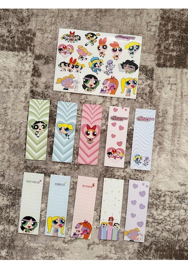 Powerpuff Girls Kitap Ayraç Ve Stickers Çıkartma Seti Pytkstkryr7