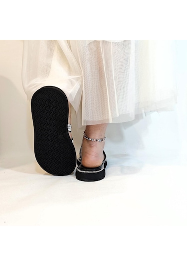 Pierre Cardin 7505 Siyah Renk Taşlı Bayan Terlik Siyah