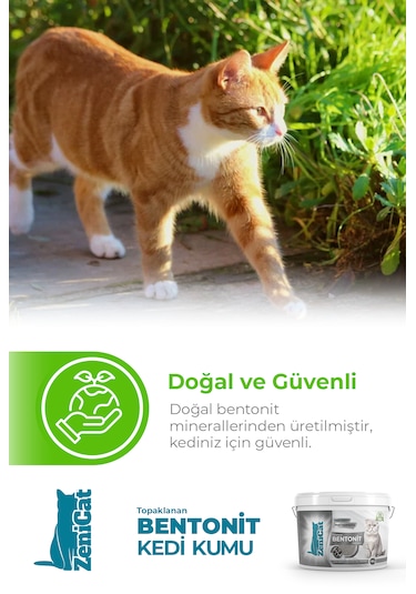 Zenicat Aktif Karbonlu Kedi Kumu İnce Taneli Doğal Bentonit 10 L
