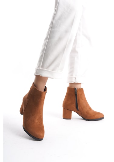 Kadın Liva Düz Topuklu Kısa Bot Taba Süet