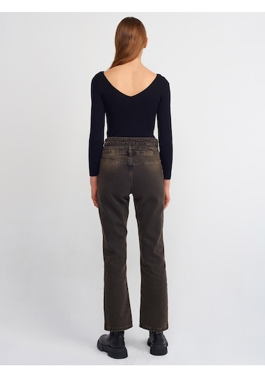 Dilvin Çift Kemerli Stright Denim Pantolon Siyah