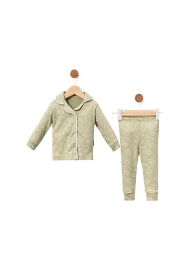 Celira Yeşil Pijama Takımı 6 Ay,9 Ay,12 Ay Erkek Bebek Yeşil