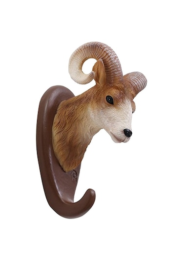 Suntek Yaratıcı Duvara Monte Askılı Ev Dekor Keçi Hayvan Kafası Askı Çok Renkli