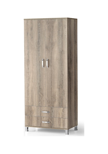 Erezogullari_Mobilya 2 Kapılı 2 Çekmeceli Gardrop Elbise Dolabı 79X46X189Cm