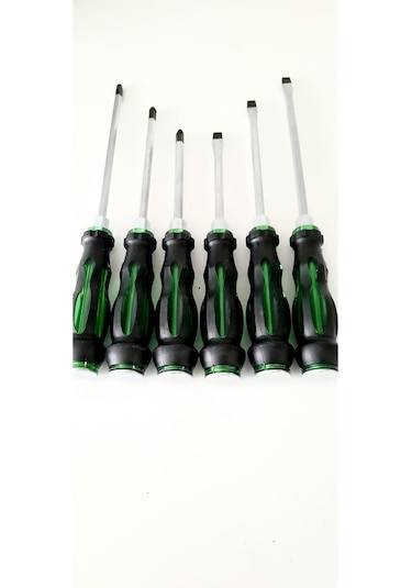 Zain 6'lı Tornavida Seti Manyetik Darbeli Profesyonel 6Set Yeşil