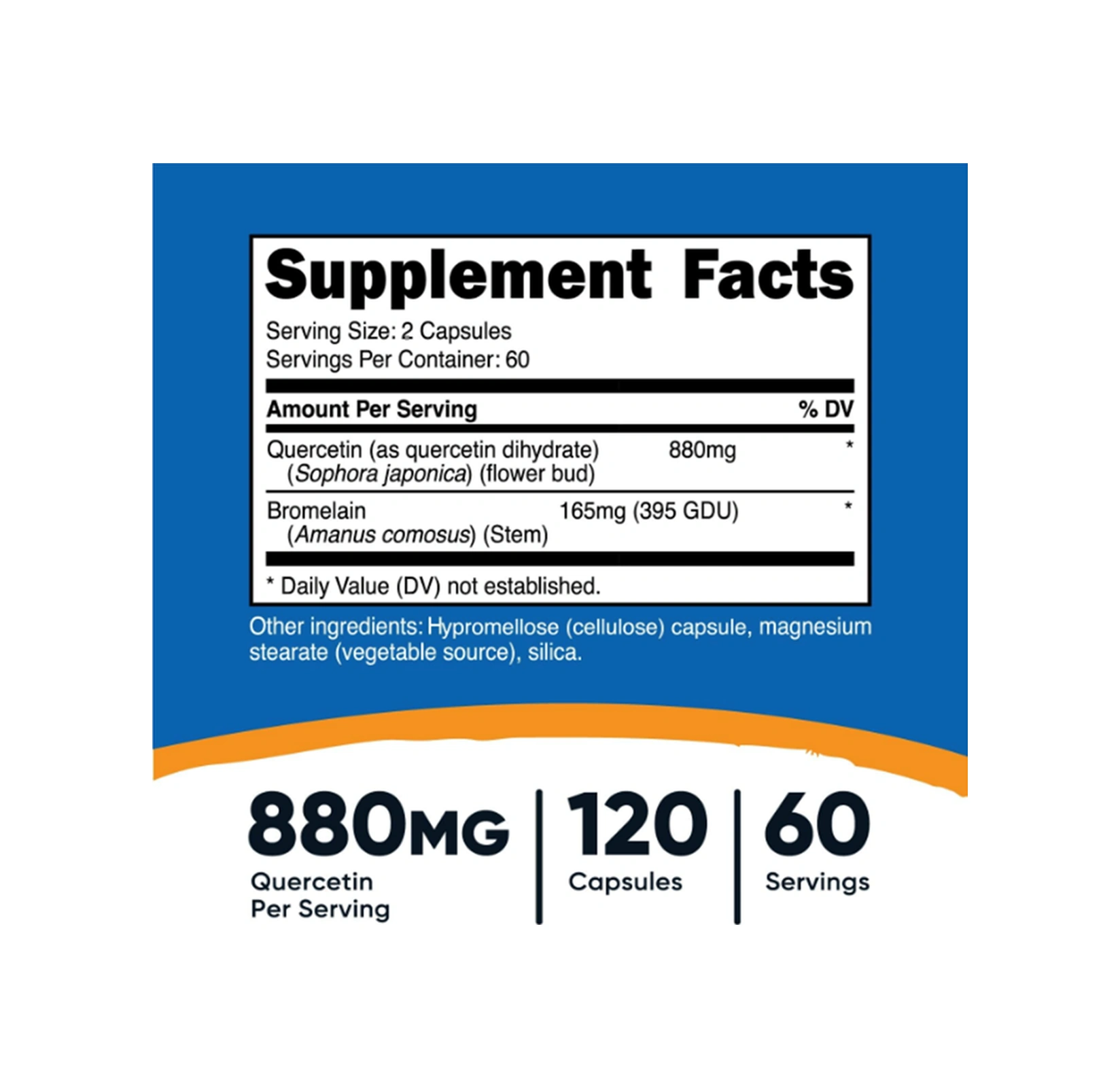 Nutricost Quercetin With Bromelain, 880mg Quercetin + 165mg B... Aromasız