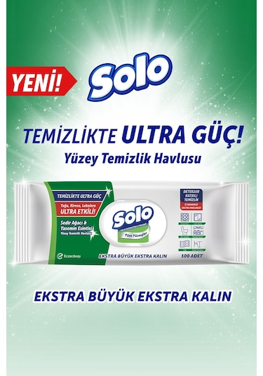 Solo Ultra Güç Sedir & Yasemin Yüzey Temizleme Mendili 100 Yaprak