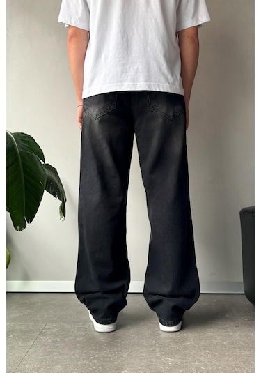 Flaw Çizgi Detay Baggy Jean Siyah Siyah