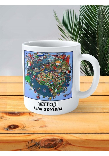 Tarihçi Tarih Meslek Baskılı Kupa Bardak Çift Taraflı Baskı Kişiye Özel Model 9 Çok Renkli