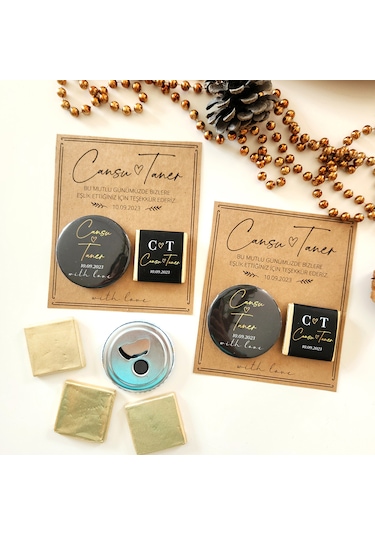 Çikolata Ve Magnet Hediyelik Nişan Söz Kına Hediyesi 30 Adet