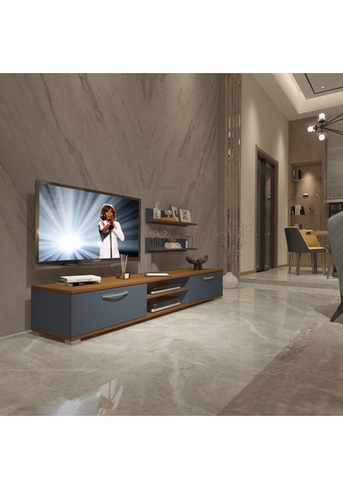 Decoraktiv Eko 4 Mdf Dvd Tv Ünitesi Tv Sehpası Ceviz - Antrasit