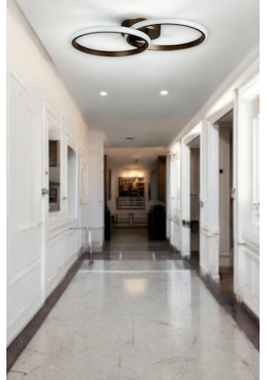 Jolly Kahve Rengi Salon - Mutfak - Hol Beyaz Led 2 Li Avize Kahve Rengi