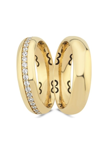 Altın Alyans Taşlı 5mm Bayan T12744 Renkli