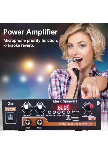 Teltree 20wx2 G50 Dijital Güç Amfi, Bluetooth 5.0, Usb, Kayıt Fonksiyonu, Konferans Mikrofon Prioritesi, Ev/araç İkili Kullanım, 220v Avrupa Şarjı