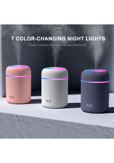 Xindoker 300ml Pembe Usb Oto-kapatma Nane-sprey Teknolojili Renkli Işıklı Araç/ofis Nemlendirici Ce, Fcc, Rohs Onaylı