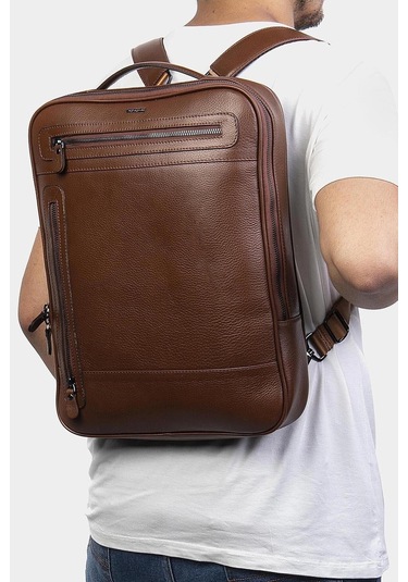 8003 Hakiki Deri Laptop Bölmeli Evrak Ve Sırt Çanta Taba-127648 Siyah