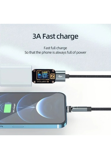 Willowhaven 540 Derece Dönebilir Manyetik Usb C Şarj Kablosu Kırmızı 2 Metre Hızlı Şarj