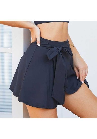 Fastbuy Kadın Siyah Yarım Etek Pantolon Bisiklet Yoga Eteği Fitness Spor Hareket Eteği Siyah