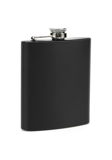 Sones 6oz 304 Paslanmaz Çelik Mat Siyah Boyalı Şişe Viski Votka Şarap Tenceresi Cep Şişesi