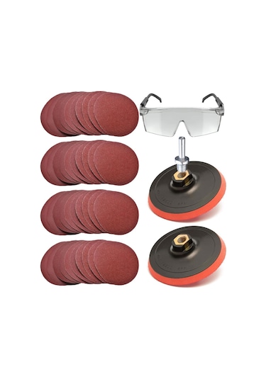 Ugr Cırt 115 MM 40 Parça Zımpara Seti + Matkap Aparatı + Gözlük