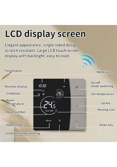 Besthome1 Sdm6-3a Wifi Akıllı Su Isıtma Termostati - Uzak Kontrol, Programlanabilir, Enerji Tasarruflu, Donma Engeli, Kombi/su