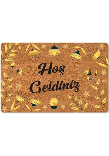 Modern Dijital Paspas - Hoşgeldiniz Karşılama Paspas - Kapı Önü Dekoratif Paspas Füme - Siyah