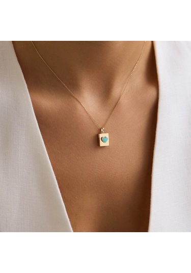 Blue Love Secret Resimli Kolye 10.1 Mm 45 Cm T14433 Renkli