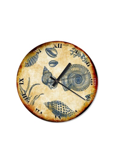Eski Zeminde Salyangoz Ve Deniz Kabukları Duvar Saati (430146407) Çok Renkli